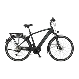 Electric Bike Fischer E-Bike Trekking, Viator 4.1i Electric Bicycle for Men, RH 50 cm, Middle Motor 80 Nm, 36 V Battery in Frame, Matte Black, 28 Inches