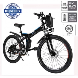 fiugsed Bike fiugsed 26'' Electric Mountain Bike with Removable Large Capacity Lithium-Ion Battery (36V 250W), Electric Bike 21 Speed Gear and Three Working Modes (26" Black)