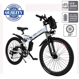 fiugsed Bike fiugsed 26'' Electric Mountain Bike with Removable Large Capacity Lithium-Ion Battery (36V 250W), Electric Bike 21 Speed Gear and Three Working Modes (26" White)