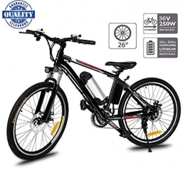 fiugsed Electric Bike fiugsed 26'' Electric Mountain Bike with Removable Large Capacity Lithium-Ion Battery (36V 250W), Electric Bike 21 Speed Gear and Three Working Modes (Unfoldable Black)