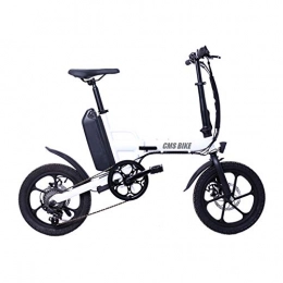 FJNS Electric Bike FJNS 16 Inches Folding Electric Bicycle, 13Ah 250W Folding Electric Bicycle 25km / h 80km Mileage Intelligent Variable Speed System, White