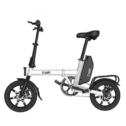 FJW Electric Bike FJW Unisex Electric Bike 48V 240W 14 inch Aluminium Alloy Folding Bike with Disc Brakes (Removable Lithium Battery) for Commuter City, White