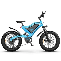 FMOPQ Electric Bike FMOPQ 20" 4.0 Inch Electric Mountain Bike with 500W Motor Electric Bike 48V 15AH Removable Lithium Battery Electric Bicycle(Blue)