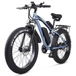 FMOPQ Electric Bike FMOPQ 26 Inch Electric Bike 1000W Mens Mountain Bike Snow Bike 48V 17Ah Lithium Battery 4.0 Fat Tire E-Bike (Color : Black Plus 1ExtraBattery) (Blue Plus 1extrabattery)