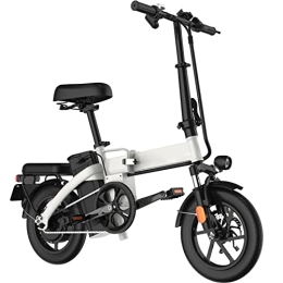 FMOPQ Electric Bike FMOPQ Electric Bike Foldable15.5 MPH Electric Bicycle 350W Motor 48V 14.4Ah Lithium Battery 14 inch Flat Wheels Ultra Long Endurance Electric Bicycle (Color : Black) (White)