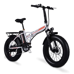FMOPQ Electric Bike FMOPQ Electric Bike Foldable500W 4.0 Fat Tire Electric Beach Bicycle 48V Lithium Battery Folding Mens Women's (Color : Black) (White)