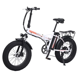 FMOPQ Electric Bike FMOPQ Electric Bikes25 Mph Foldable 500W Electric Bicycle 4.0 Fat Tire Electric Beach Bicycle 48V 15Ah Lithium Battery Folding Mens Women's (Color : Black) (White)