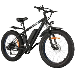 FMOPQ Electric Bike FMOPQ Electric BikesElectric 26 Inches Fat Tire Bikes500W 24 Mph Mountain 48V 10Ah Lithium Battery Electric Bike 7 Speed Gear (Color : Black)