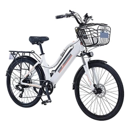 FMOPQ Bike FMOPQ Green 26-Inch 7-Speed Electric Road Bike Aluminum Alloy with Variable Speed Recreational Vehicle Hidden Lithium Battery Power-Assisted e BKE 10A for Women's Adult