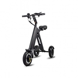 FNCUR Electric Bicycle Three-wheel Small Mini Battery Car Men And Women Travel Portable Skateboard Electric Bicycle 10 Inch Cross-country Wheel/Battery Life 30~45Km (Color : Black)