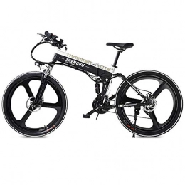 FNCUR Electric Bike FNCUR Stab-resistant Tire Folding Electric Mountain Bike Power Bicycle 48V Lithium Battery Portable Electric Bicycle Two-wheeled Adult Travel Smart Battery Car (Color : Black white)