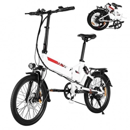 Electric oven Bike Foldable Electric Bike for Adult 350W 20 inch Fat Tire Ebikes, 36V / 8Ah Lithium Battery Ebike Mountain Beach Snow Electric Bicycle 7 Speed Max Load 330lbs (Color : White)