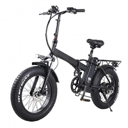 LIU Bike Foldable Electric Bike for Adults 20 Inch Fat Tire 48V Lithium Battery Mountain Bikes 500W / 750W Ebike 20 Inch 4.0 Fat Tire Electric Bicycle (Color : Black, Size : 500W)