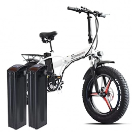 WZW Electric Bike Foldable Electric Bike for Adults 500W 4.0 Fat Tire Off-Road Ebike 48V / 15Ah Removable Lithium-Ion Battery Mountain Bicycle MX20-plus (Color : White 2b)