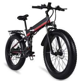 Electric oven Electric Bike Foldable Electric Mountain Bike 1000W Ebikes for Adults 26 inch Electric Bikes, with 48V 12.8Ah Removable Lithium Battery, 21 Speed Gears 31 Mph Electric Bicycles for Men (Color : Red)