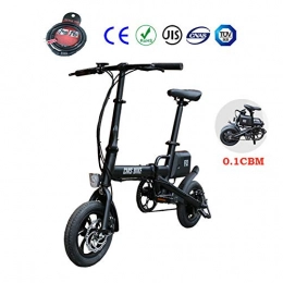 Zhixing Electric Bike Foldable Electric Mountain Bike 12" Citybike Commuter Bike with 36V 6 Ah Removable Lithium Battery 5 Speed LCD Display Disc Brakes USB charging interface LED light Brake Tail Light Commuting, Black