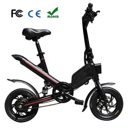 Zhixing Electric Bike Foldable Smart Electric Mountain Bike 12" Citybike Commuter Bike with 36V 6.6Ah Removable Lithium Battery 5 Speed Disc Brakes PAS Hall Current Sensor Brake Tail Light Double shock absorption, Black