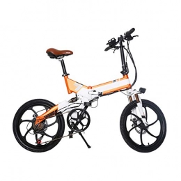 W&TT Electric Bike Folding E-Bike Built-in 48V 250W High Power Battery 7 Speeds Electric Mountain Bike Commuter Bicycle 20 inch with Dual Disc Brakes and LCD 3-speed Smart Meter, White