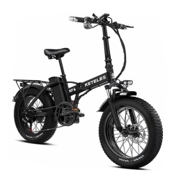 KETELES Electric Bike Folding E-Bike Electric Bike 20 Inch 48V 18Ah Lithium Battery Foldable City E-Bike with 4" Fat Tires for Adults Men Women. (1 KF6)