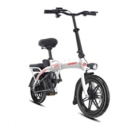 LC2019 Electric Bike Folding Electric Bicycle 14 Inch Intelligent LED Light Battery Car Small Lithium Battery 48V10AH Bicycle, Power Life 50km (Color : WHITE, Size : 125 * 57 * 100CM)