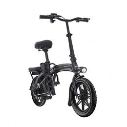 LC2019 Electric Bike Folding Electric Bicycle 14 Inch Intelligent LED Light Battery Car Small Lithium Battery 48V22.5AH Bicycle, Power Life 110km (Color : BLACK, Size : 125 * 57 * 100CM)