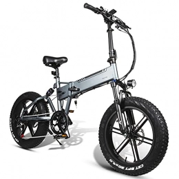 TGHY Bike Folding Electric Bicycle 20" 4.0 Fat Tire 10Ah Removable Battery 7-Speed Pedal Assist 48V 500W Brushless Motor City Commute Electric Bicycle Full Suspension, Gray