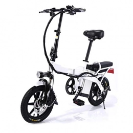 YXZNB Bike Folding Electric Bicycle, 48V / 12AH Lithium Battery 14" 350W High Speed Motor Suitable for Youth And Adult Fitness Urban Commuting, White