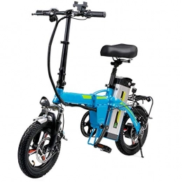 YXZNB Electric Bike Folding Electric Bicycle, 8AH 400W 14 Inch 48V Lightweight with LED Headlights And 3 Modes, Suitable for Youth And Adult Fitness Urban Commuting, Blue