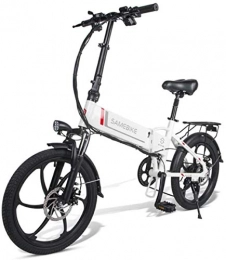 Woodtree Bike Folding Electric Bicycle Aluminum Alloy Electric Bike Unisex Adult Youth 20 Inch 25km / h 36V 8AH 250W Electric Ebike with Pedals Power Assist, Colour:White (Color : White)