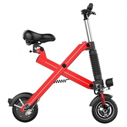 LPsweet Bike Folding Electric Bicycle, Portable Small Mini Electric Scooter Lightweight And Aluminum Folding Bike with Pedals for Adult Outdoors, Red