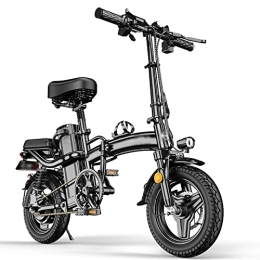 ALFUSA Bike Folding Electric Bicycle, Small Electric Vehicle, Lithium Battery, Driving Battery Car, Ultra-light Moped, Suitable for Adults (black 8Ah)