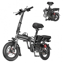 WSHA Bike Folding Electric Bike 14'' Electric Commuter Bicycle 350W Portable Folding Adults Ebike with 48V 10A Battery, Dual Disc Brakes, Weight Bearing 440LBS