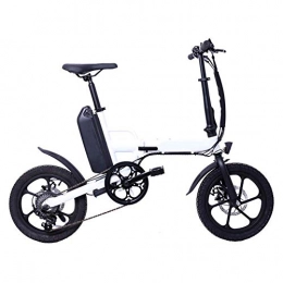 LKLKLK Electric Bike Folding Electric Bike 16 Inch 36V13ah Lithium Battery with LCD Instrument Panel Front and Rear Disc Brakes LED Light Highlight, White