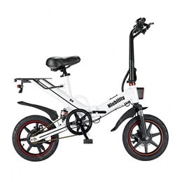 WAFFZ Electric Bike Folding Electric Bike 2 Wheels Electric Bicycles 14 Inch 48V 15Ah Adult With Double Brake (Color : White)