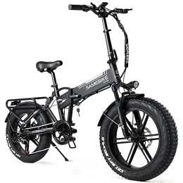 Ctrunit Electric Bike Folding Electric Bike, 20 "Aluminum Alloy Mountain Frame, Full Suspension, 48V 10Ah, SHIMANO 7 Speed, LCD Display Commuter E-Bikes, Easy Storage Foldable Electric Bycicles for Men Women (Matte Black)