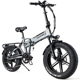 Ctrunit Electric Bike Folding Electric Bike, 20 "Aluminum Alloy Mountain Frame, Full Suspension, 48V 10Ah, SHIMANO 7 Speed, LCD Display Commuter E-Bikes, Easy Storage Foldable Electric Bycicles for Men Women (Matte Silver)
