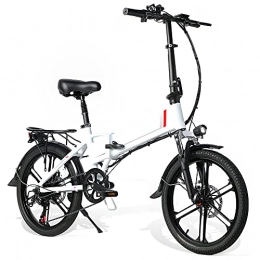 TGHY Bike Folding Electric Bike Ebike 20" Electric Commuter Bicycle 10.4Ah Removable Lithium-Ion Battery 48V 350W Motor 7-Speed Pedal Assist Disc Brake for Trunk Office Elevator, White