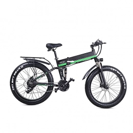 WBYY Electric Bike Folding Electric Bike for Adult - Electric Mountain Bicycle 26" Lightweight 1000W Ebike, Commuter Bicycle with 12.8Ah Lithium Battery, Professional 21 Speed Gears (Green)