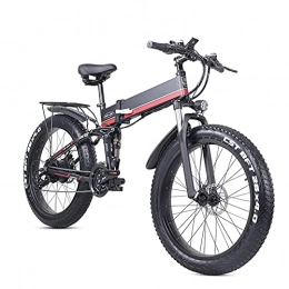 WBYY Electric Bike Folding Electric Bike for Adult - Electric Mountain Bicycle 26" Lightweight 1000W Ebike, Commuter Bicycle with 12.8Ah Lithium Battery, Professional 21 Speed Gears (Red)