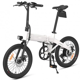 MJYK Electric Bike Folding Electric Bike for Adult Portable Easy To Store, LED Display Electric Bicycle Commute Ebike 250W Motor, 6 Speed, Professional Modes Riding Assist Range Up 80Km, White