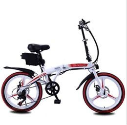 Woodtree Bike Folding Electric Bike for Adults, 250W Brushless Motor 20'' Eco-Friendly Electric Bicycle with Removable 36V 8AH / 10 AH Lithium-Ion Battery 7 Speed Shifter Disc Brake, Size:10AH, Colour:white red