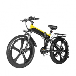 WBYY Electric Bike Folding Electric Bike for Adults, 26" Electric Bicycle / Commute Ebike with 1000W Motor, 48V 12.8Ah Battery, Professional 21 Speed Transmission Gears (Yellow)