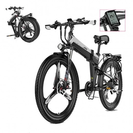 KuaiKeSport Electric Bike Folding Electric Bike for Adults, 26Inch Ebike Mountain Bike for Adult, 48V 400W 12.8 AH Removable Lithium Battery Travel Assisted Electric Bike Fold up Bike for Mens Work Outdoor Cycling, Silver