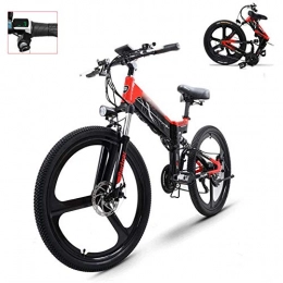 KuaiKeSport Electric Bike Folding Electric Bike for Adults, 26Inch Mountain Bike for Adult, 48V 400W High Speed Ebike 10.4 AH Removable Lithium Battery Travel Assisted Electric Bike Fold up Bike for Work Outdoor Cycling, Red