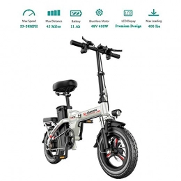 Folding Electric Bike - Magnesium Alloy Material Pedal-Assist E-Bike with 14-Inch Tires - 400W Motor, Class 5 Shock Absorber, 3 Riding Modes Mountain Bicycles