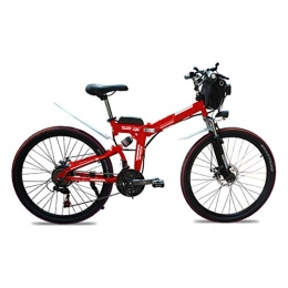 WHKJZ Electric Bike Folding Electric Bike with 26" Wheel And 38V 8AH Removable Lithium-Ion Battery Electric Bicycle for Adult, Professional 21 Speed Gear, LCD Control Instrument, Red