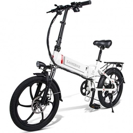 WFIZNB Electric Bike Folding Electric Bike with Removable 8AH Lithium Battery, Aluminum / Carbon Steel EBike with 20 inch Wheels and 350W 7-speed 350W Motor 30 km / h, White