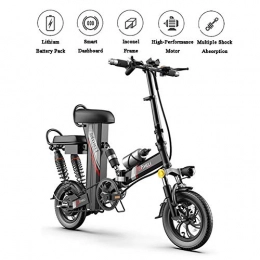 SFXYJ Bike Folding Electric Bike with Removable Battery & Back Seat - Pedal-Assist E-Bike with Suspension & 14-Inch Tires - 380W Motor, 5 Heavy Shock Absorption, 3 Riding Modes Mountain Bicycles