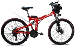 CCLLA Bike Folding Electric Bikes for Adults 26" Mountain E-Bike 21 Speed Lightweight Bicycle, 500W Aluminum Electric Bicycle with Pedal for Unisex And Teens (Color : Red)
