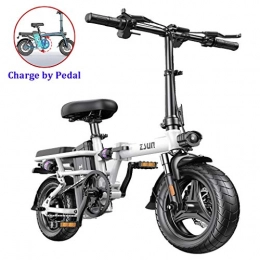 ZJGZDCP Electric Bike Folding Electric Bikes Lady Adult 48V Lithium Battery 14inch Lightweight and Small E-bike Hydraulic Shock Absorption Adjustable Seat Height - Endurance 80km ( Color : White , Size : Endurance 200km )